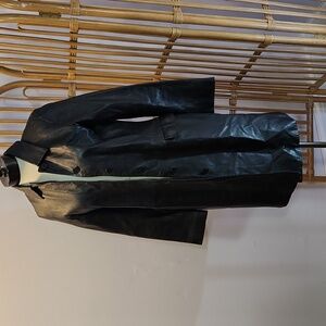 Polo Jeans Co. Ralph Lauren Black label leather trench style coat knee length M